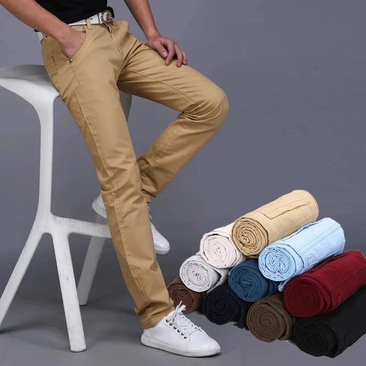 New Casual Pants Men Cotton Slim Fit