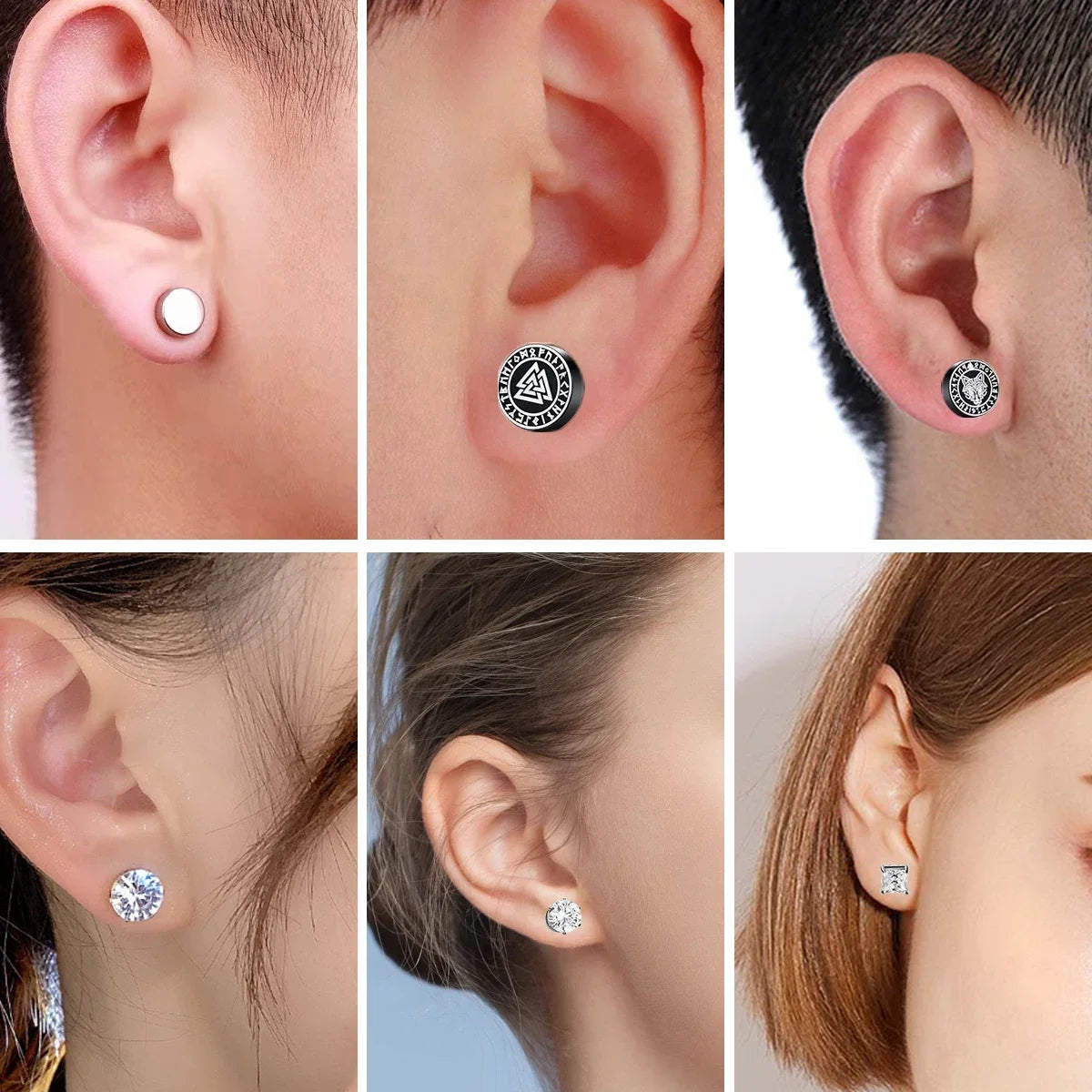 1 Pair Crystal Strong Magnetic Ear Stud Clip Earrings