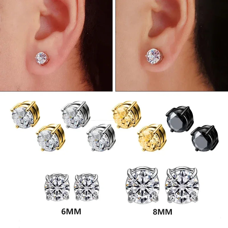 1 Pair Crystal Strong Magnetic Ear Stud Clip Earrings